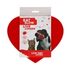 Kép 2/3 - Eat Slow Live Longer Lovely szívformájú nyalogatós tál / piros