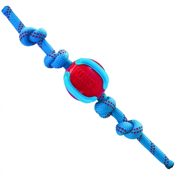 KONG® Jaxx Brights Labda kötéllel / piros-kék