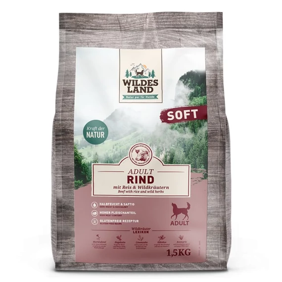 Wildes Land Marha rizzsel Soft felnőtt kutyaeledel / 1,5 kg